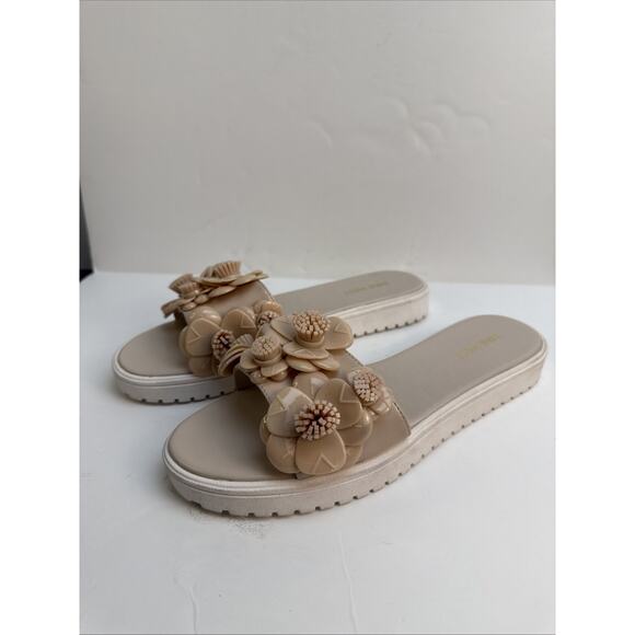 Nine West Womens Relly Open Toe Casual Slide Sandals Beige Size 9 NWB - Picture 4 of 10
